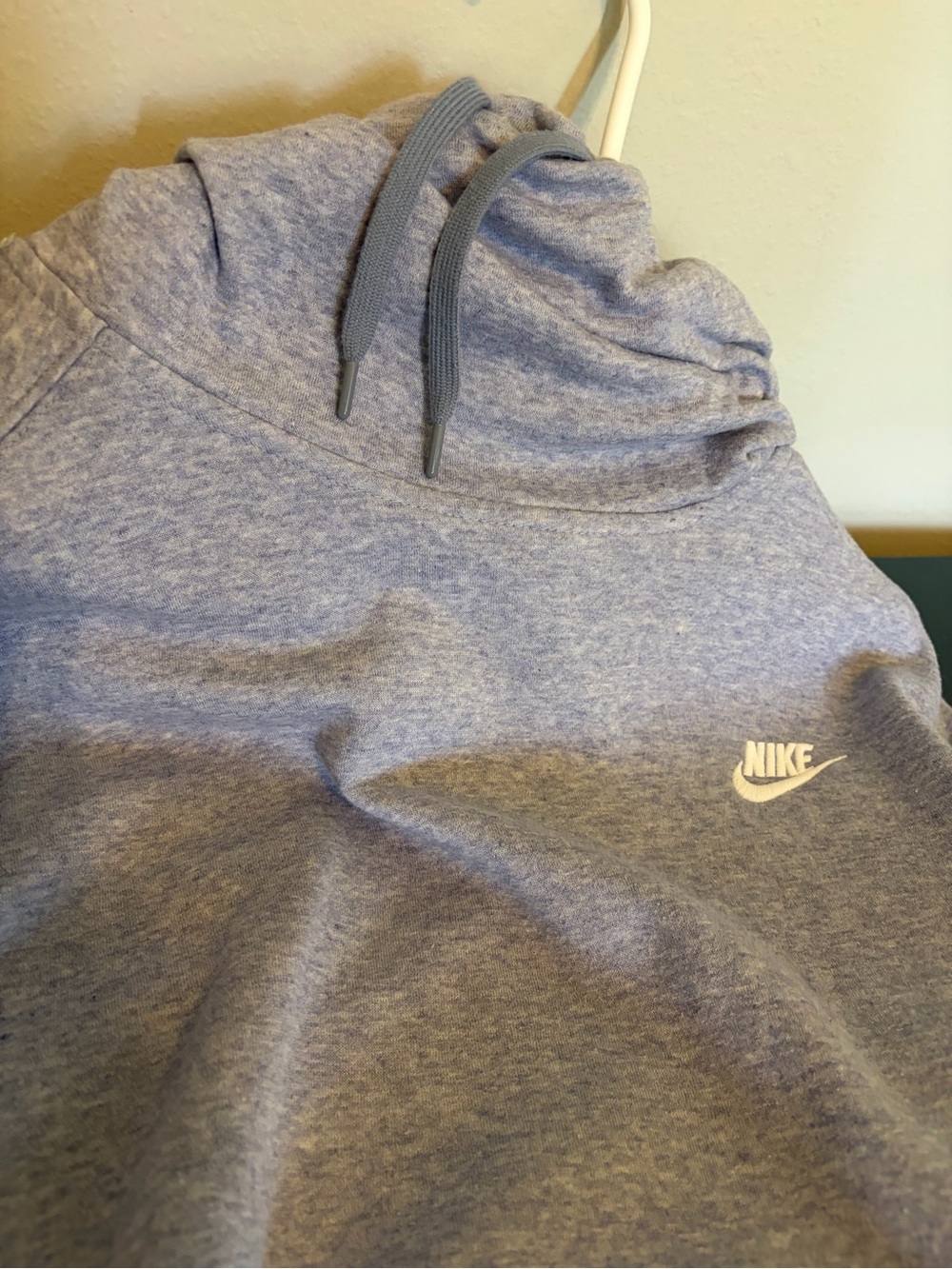 Nike Light Gray Heather Hoodie with White Swoosh
